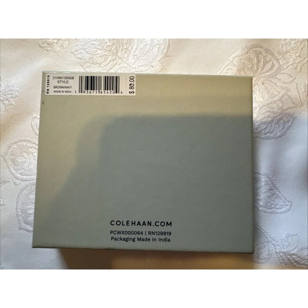 Men's Cole Haan Bifold Compact Slimfold Wallet Brown Leather Classic NEW